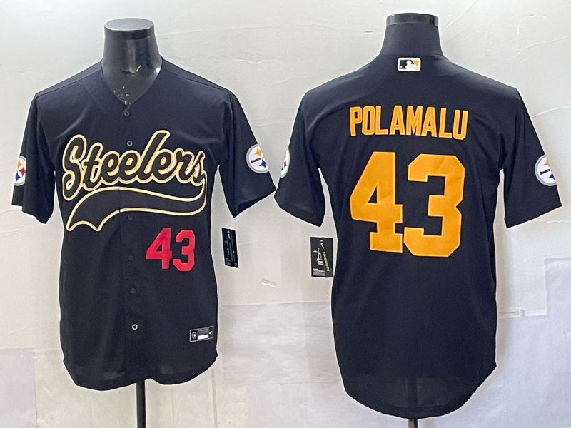 Men 2025 Pittsburgh Steelers #43 Polamalu black 3th generation Joint Name Nike Limited NFL Jersey style 001